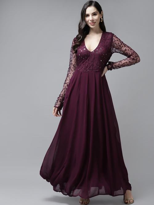 women embroidered long sleeves backless dress - 21718709 - Standard Image - 0