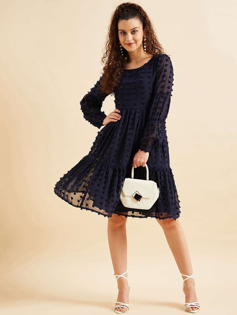 women self designed puff sleeves tiered dress