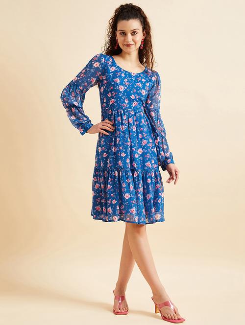 women floral print puff sleeves tiered dress - 21718712 -  Standard Image - 0