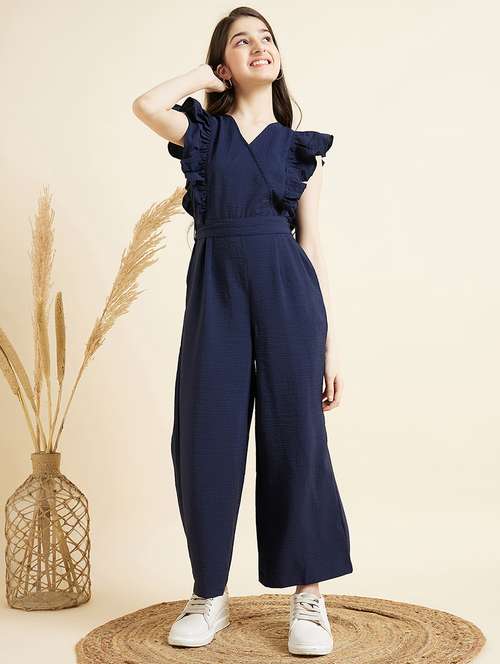 girls solid full length jumpsuit  - 21718765 -  Standard Image - 0