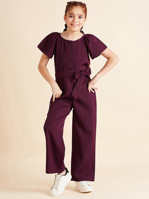 girls solid full length jumpsuit - 21718766 - Standard Image - 0