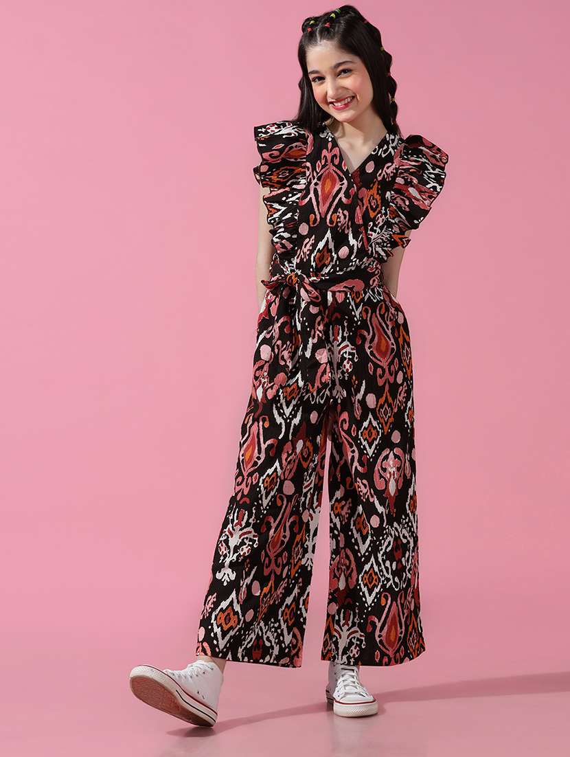 girls printed full length jumpsuit 