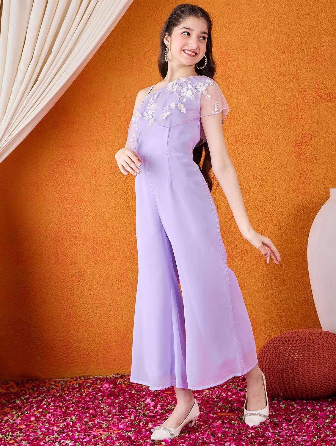 girls embroidered full length jumpsuit - 21718789 - Standard Image - 1