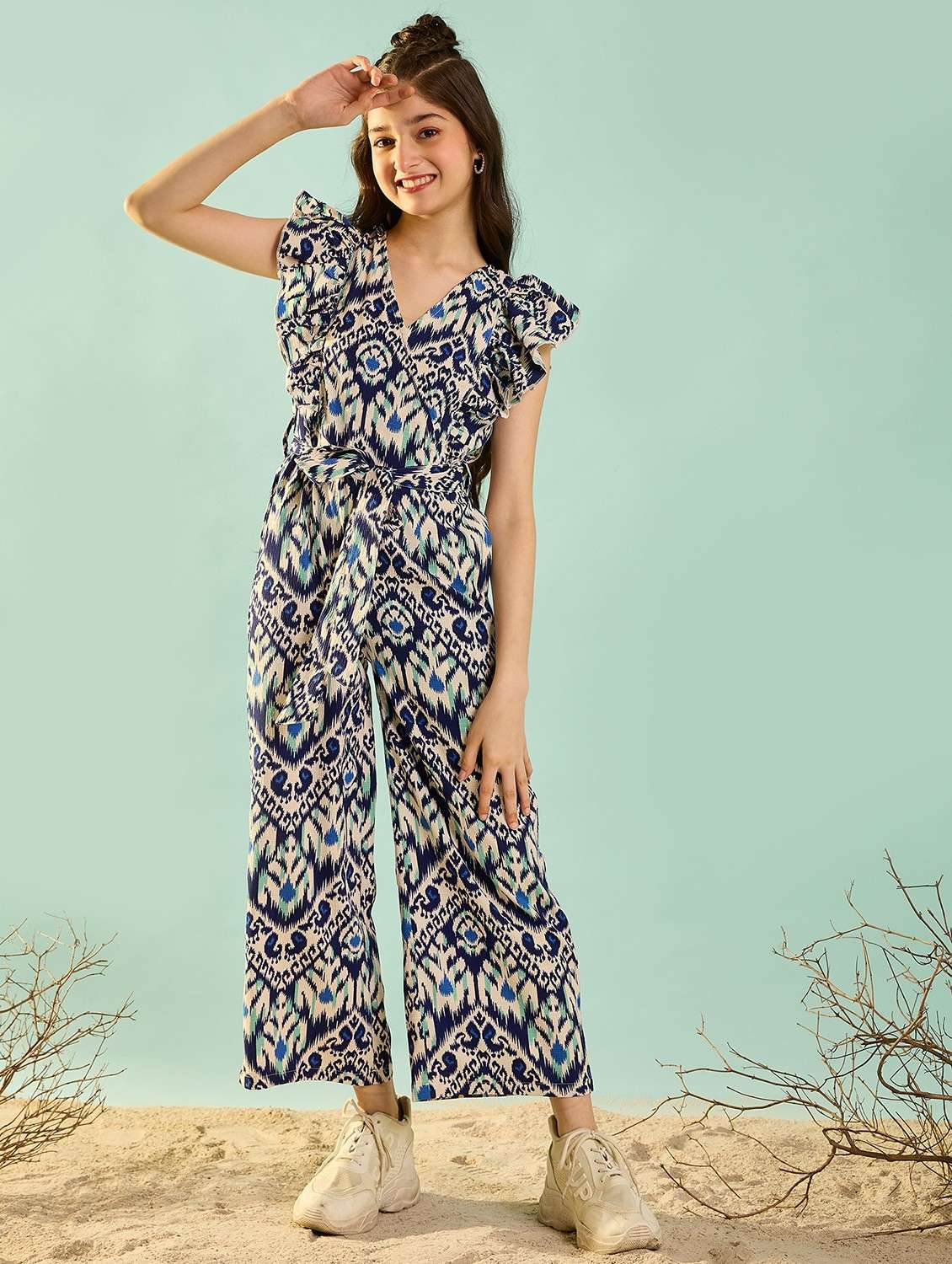 girls printed full length jumpsuit 