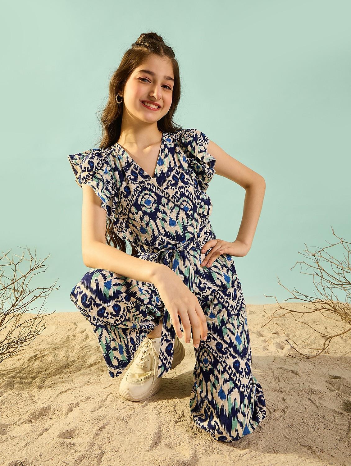 girls printed full length jumpsuit - 21718792 - Standard Image - 4