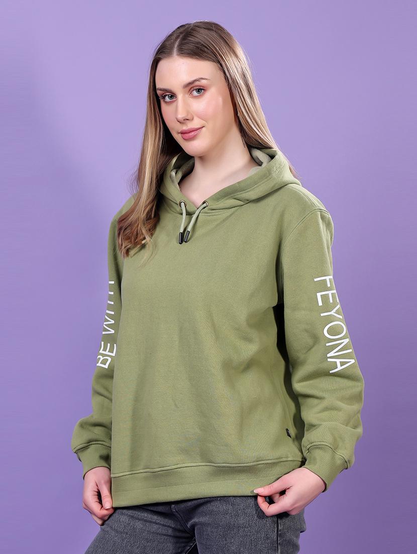 women printed hooded long sleeves sweatshirt - 21719482 - Standard Image - 1