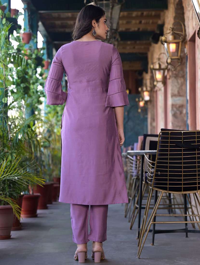 women three quarter sleeve kurta pant with dupatta set - 21719634 - Standard Image - 4