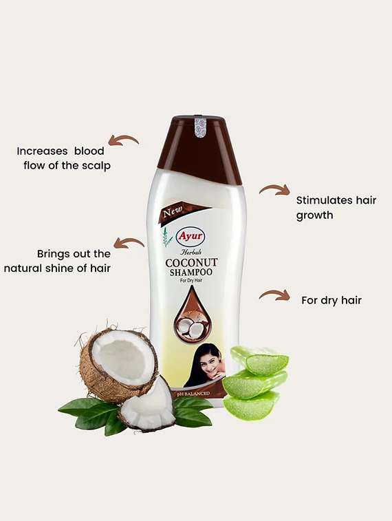 ayur herbals coconut shampoo with pro-vitamin b5,orange & aloevera i hair growth & check falling of hair i unisex-500ml - 21719711 -  Standard Image - 1