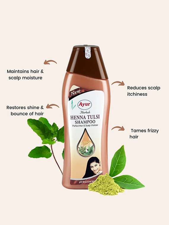 ayur herbals henna tulsi shampoo i tulsi is a natural tonic & henna is a excellent conditioner for hair i unisex-500ml - 21719713 -  Standard Image - 1