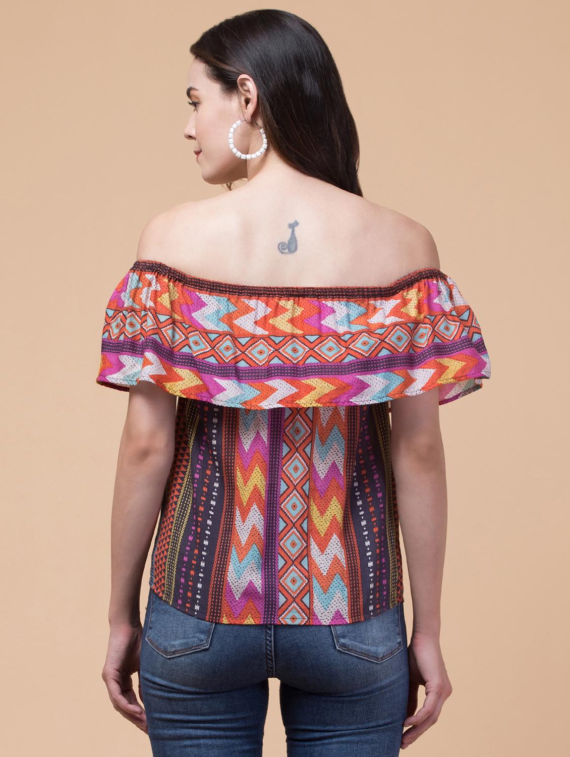 women printed off shoulder regular top - 21719721 -  Standard Image - 1