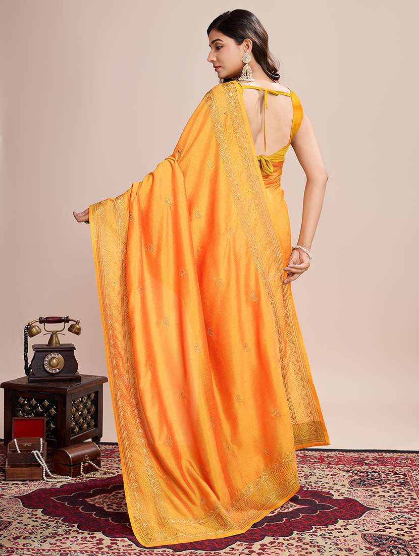 women mustard embroidered saree with blouse - 21719759 -  Standard Image - 1