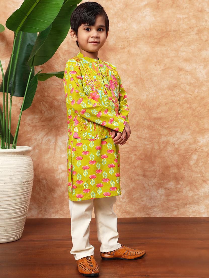 boys mandarin neck printed kurta pyjama set - 21719813 - Standard Image - 1