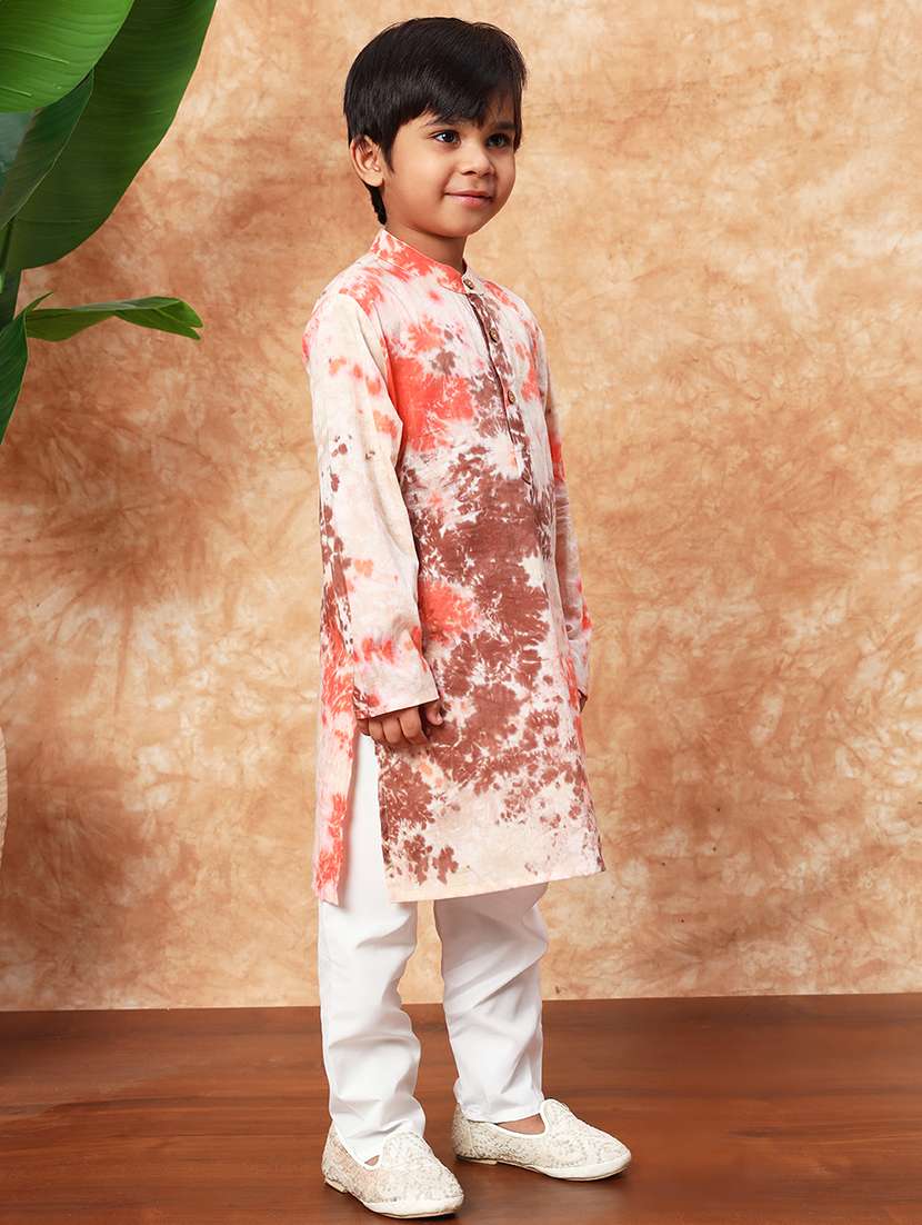 boys mandarin neck printed kurta pyjama set  - 21719819 -  Standard Image - 1