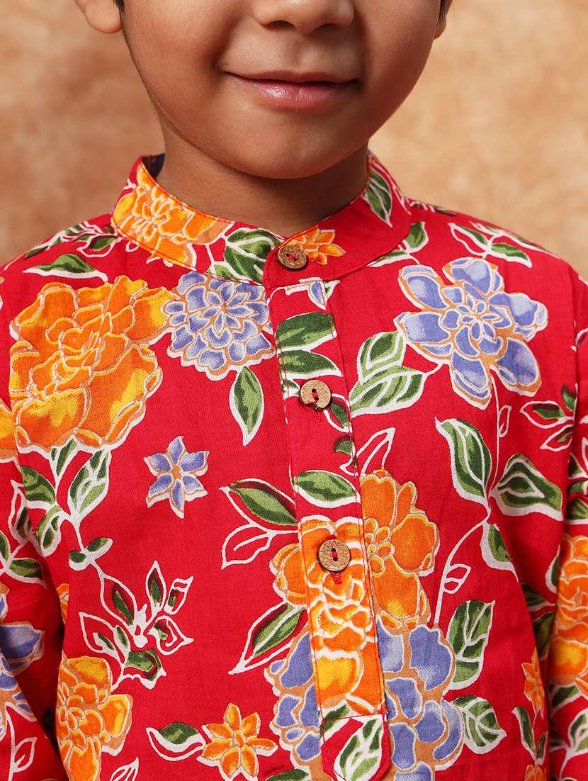boys mandarin neck printed kurta pyjama set  - 21719822 -  Standard Image - 4