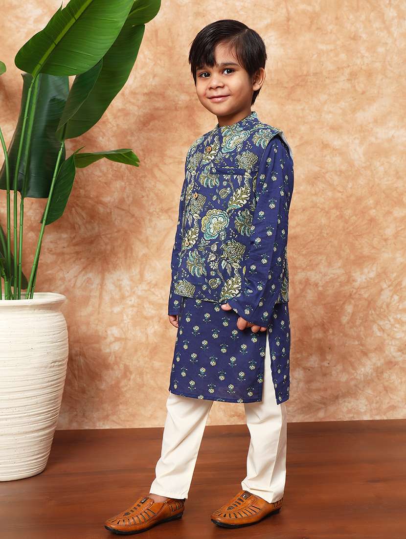 boys printed kurta pajama with jacket - 21719823 -  Standard Image - 1