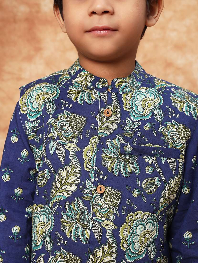 boys printed kurta pajama with jacket - 21719823 -  Standard Image - 4