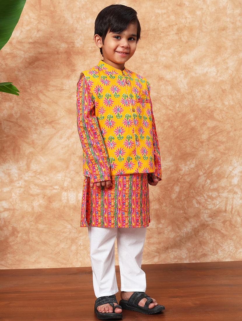 boys printed kurta pajama with jacket - 21719824 - Standard Image - 1