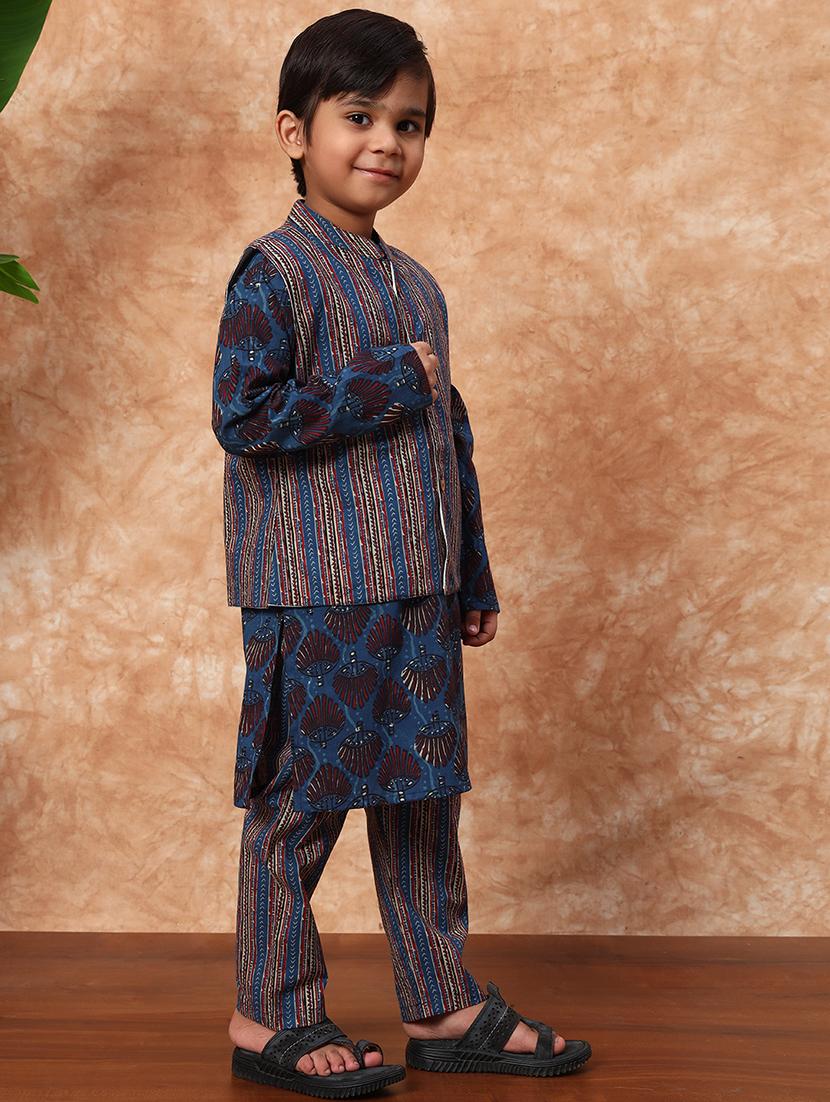boys printed kurta pajama with jacket - 21719826 - Standard Image - 1