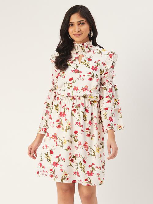 women floral print mock neck a-line dress - 21719831 -  Standard Image - 0