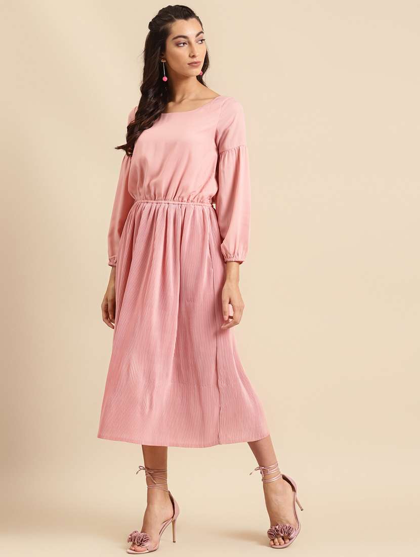 women solid long sleeves  a-line dress - 21719832 -  Standard Image - 1