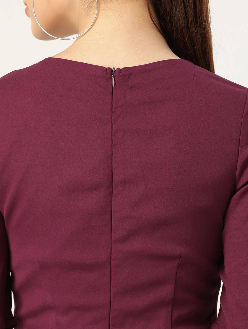women solid short sleeves a-line dress - 21719838 - Standard Image - 4