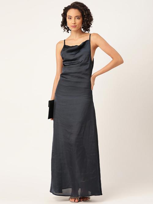 women solid cowl neck a-line dress - 21719841 - Standard Image - 0