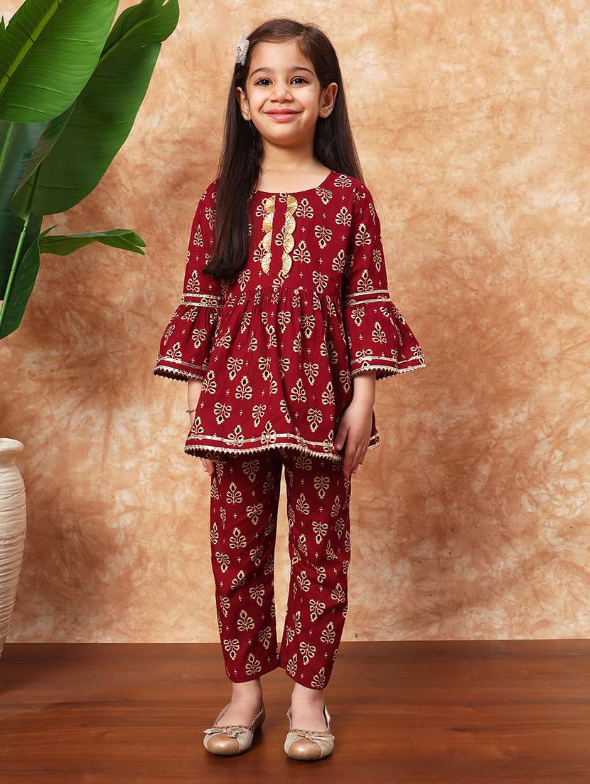 girls printed kurta pant set 