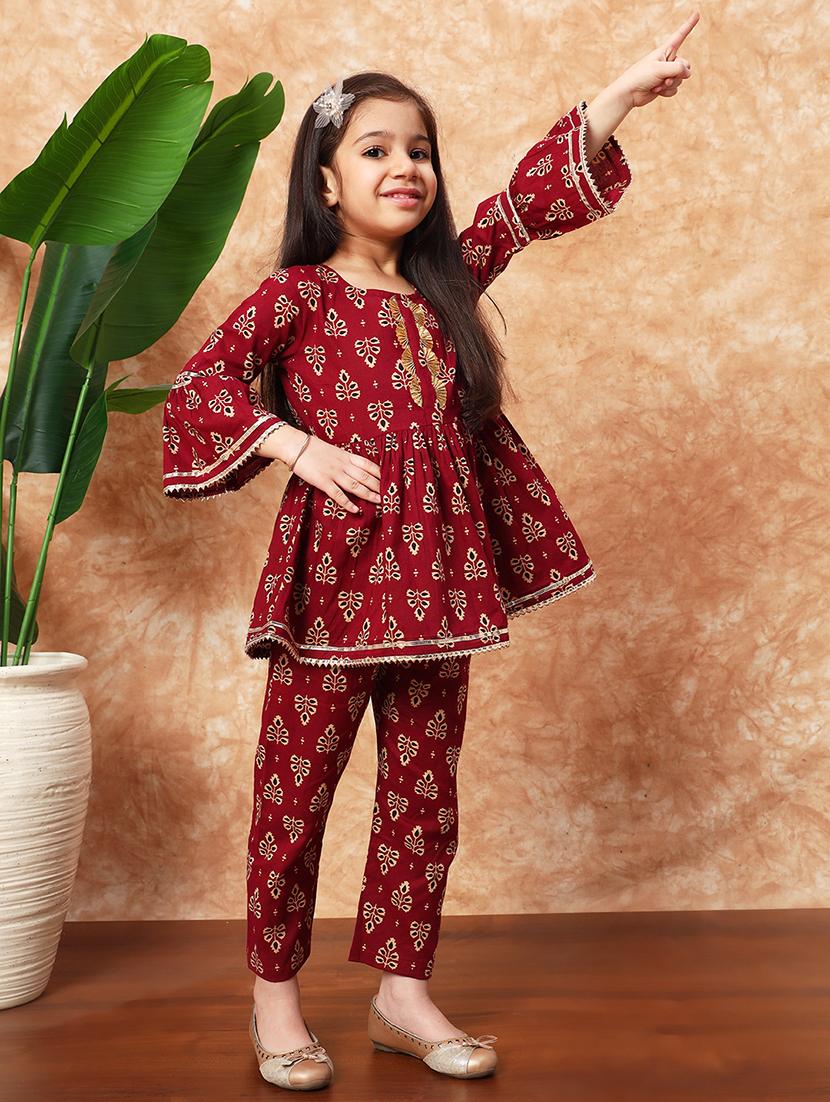 girls printed kurta pant set  - 21719856 -  Standard Image - 1