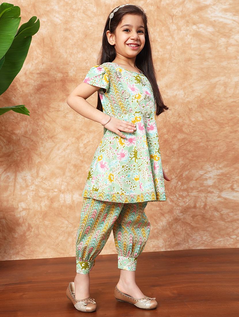girls printed cotton kurta salwar set  - 21719857 -  Standard Image - 1