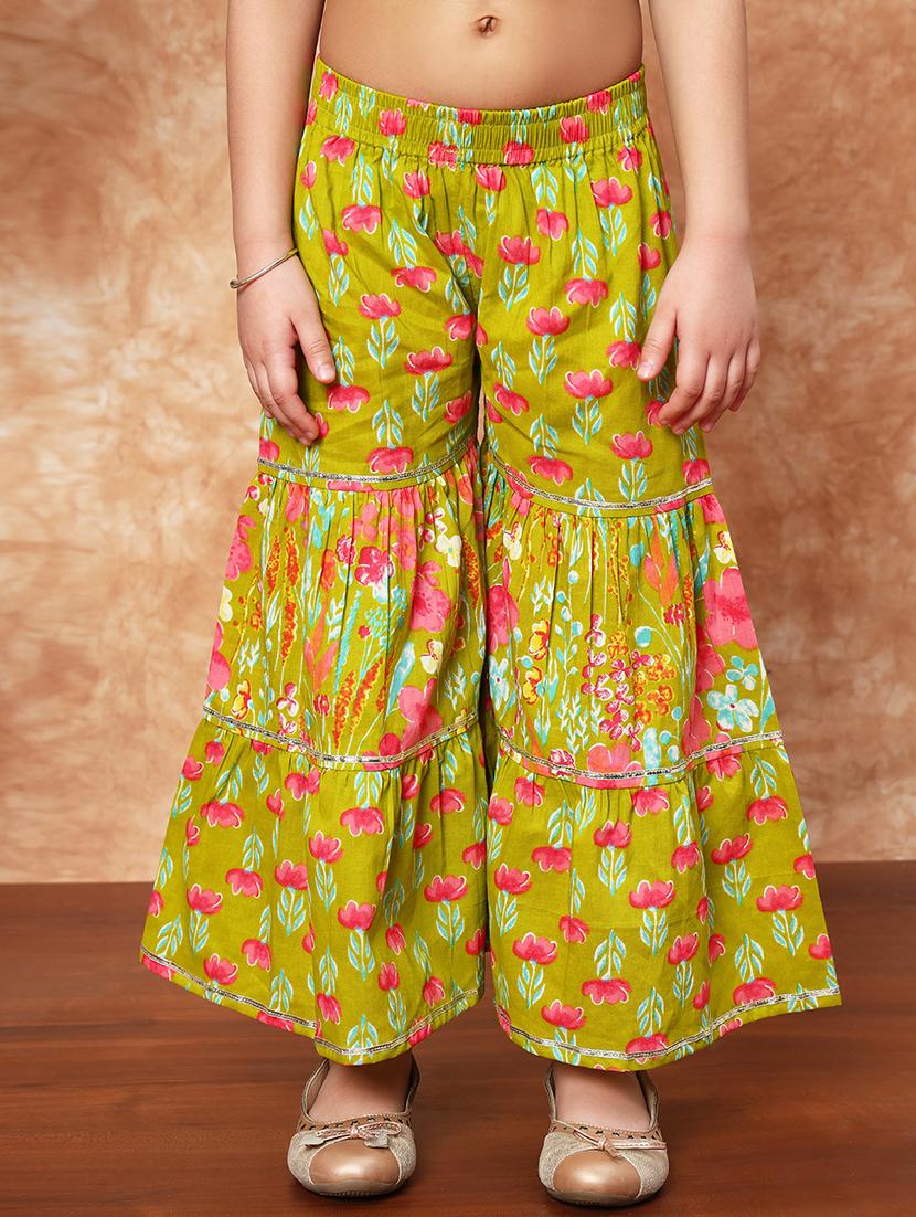 girls printed cotton kurta sharara set - 21719858 - Standard Image - 4