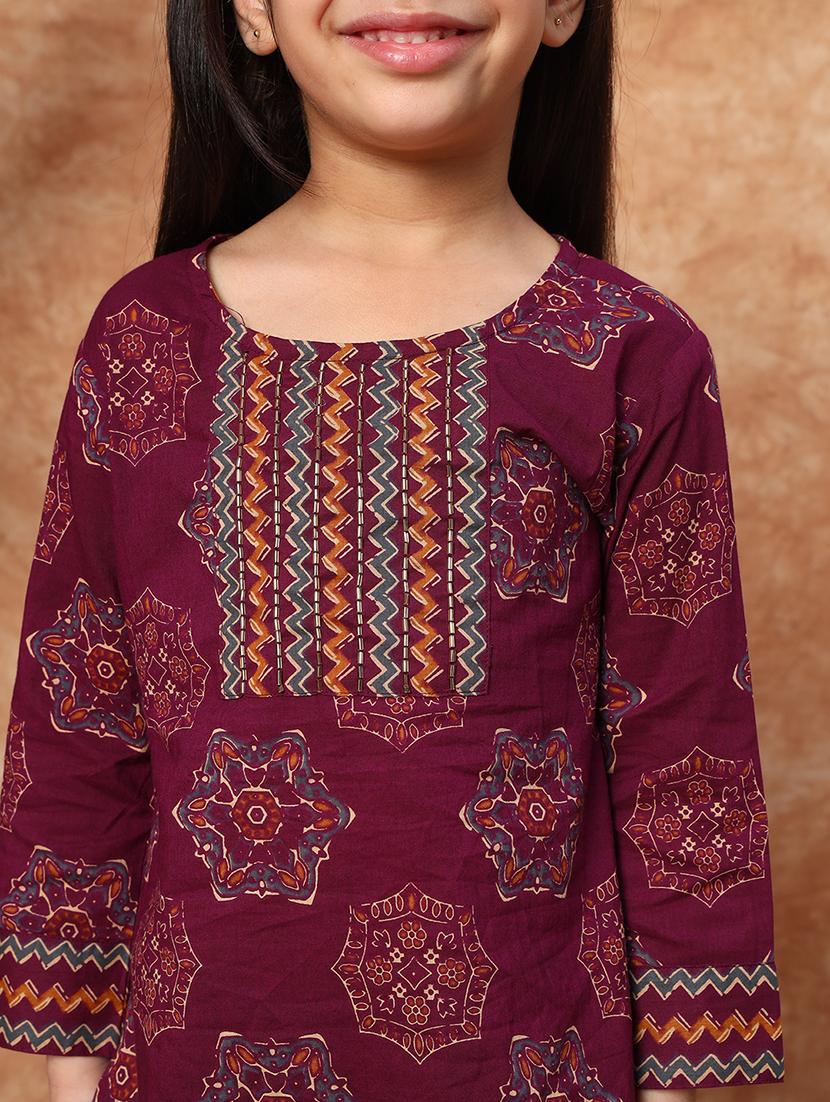 girls printed cotton kurta pant set - 21719859 - Standard Image - 4
