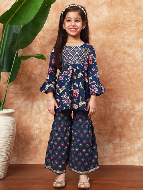 girls floral printed kurta sharara set  - 21719862 -  Standard Image - 0