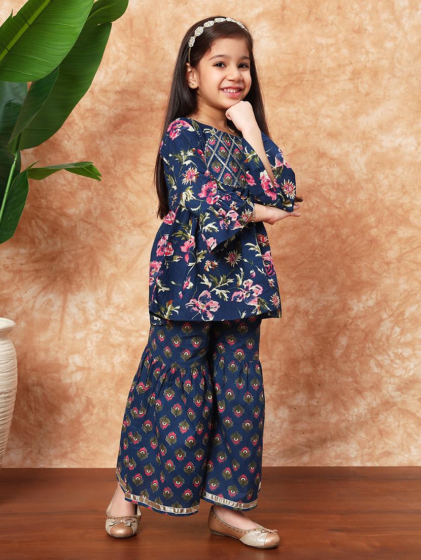 girls floral printed kurta sharara set - 21719862 - Standard Image - 1
