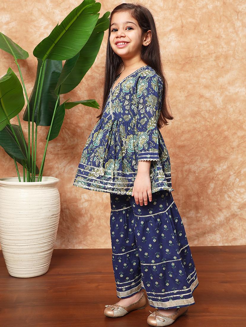 girls printed cotton kurta sharara set    - 21719863 -  Standard Image - 1