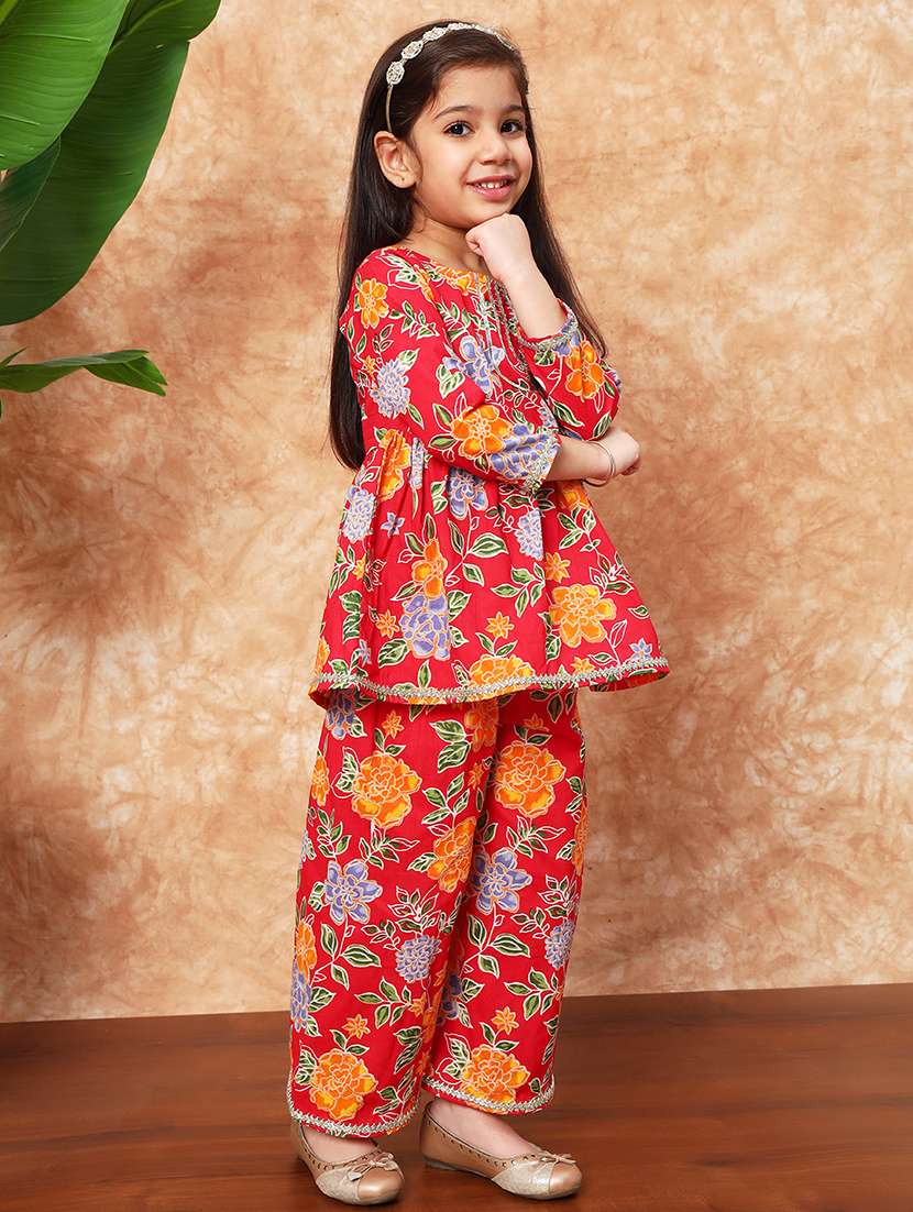 girls floral printed kurta sharara set  - 21719869 -  Standard Image - 1