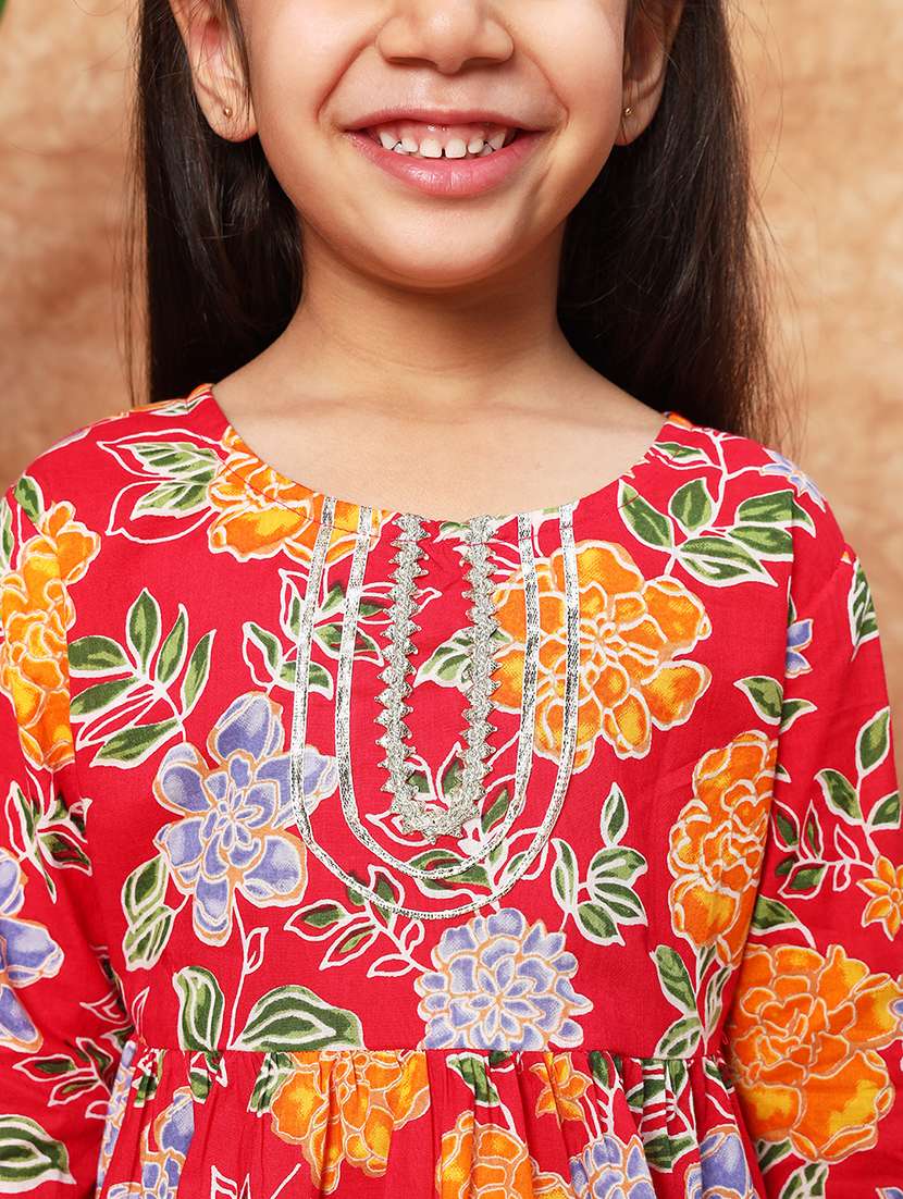 girls floral printed kurta sharara set  - 21719869 -  Standard Image - 4