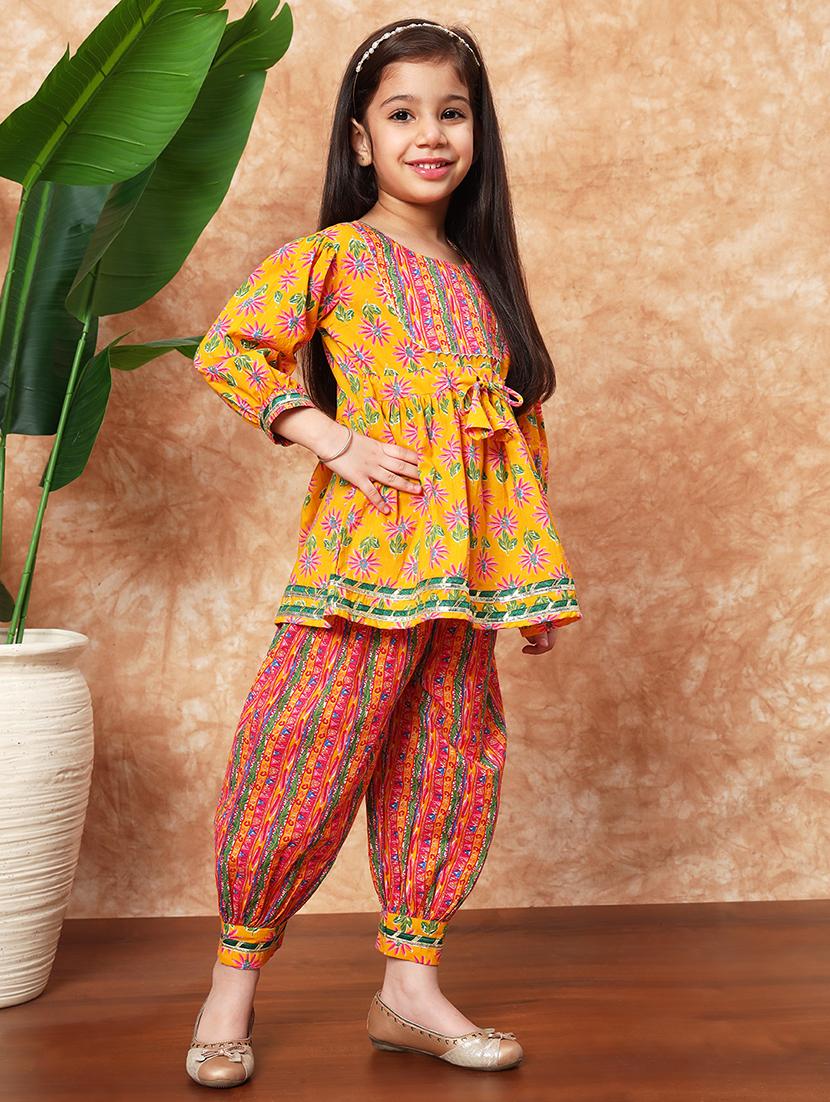 girls printed cotton kurta salwar set  - 21719871 -  Standard Image - 1