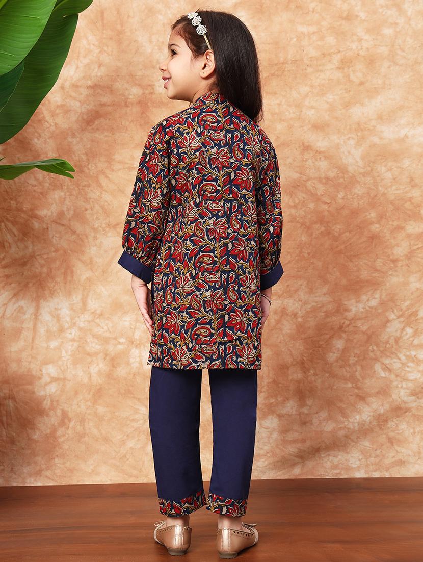 girls printed cotton kurta pant set - 21719872 - Standard Image - 4