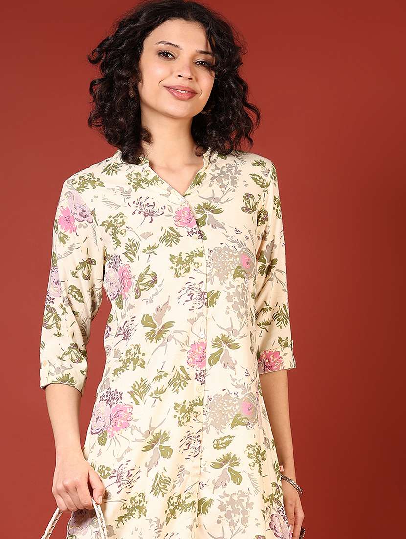 women printed three quarter sleeves straight kurta - 21719937 -  Standard Image - 4