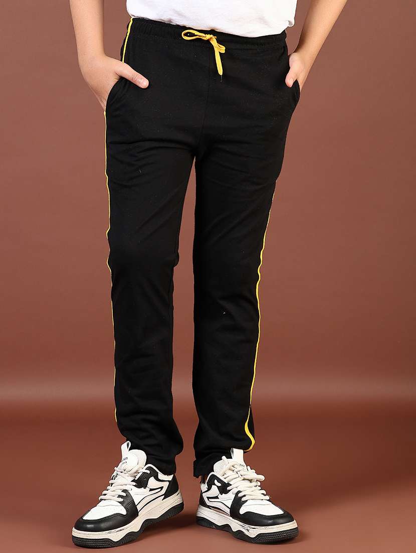 boys black tapered mid irise track pant - 21719951 -  Standard Image - 1