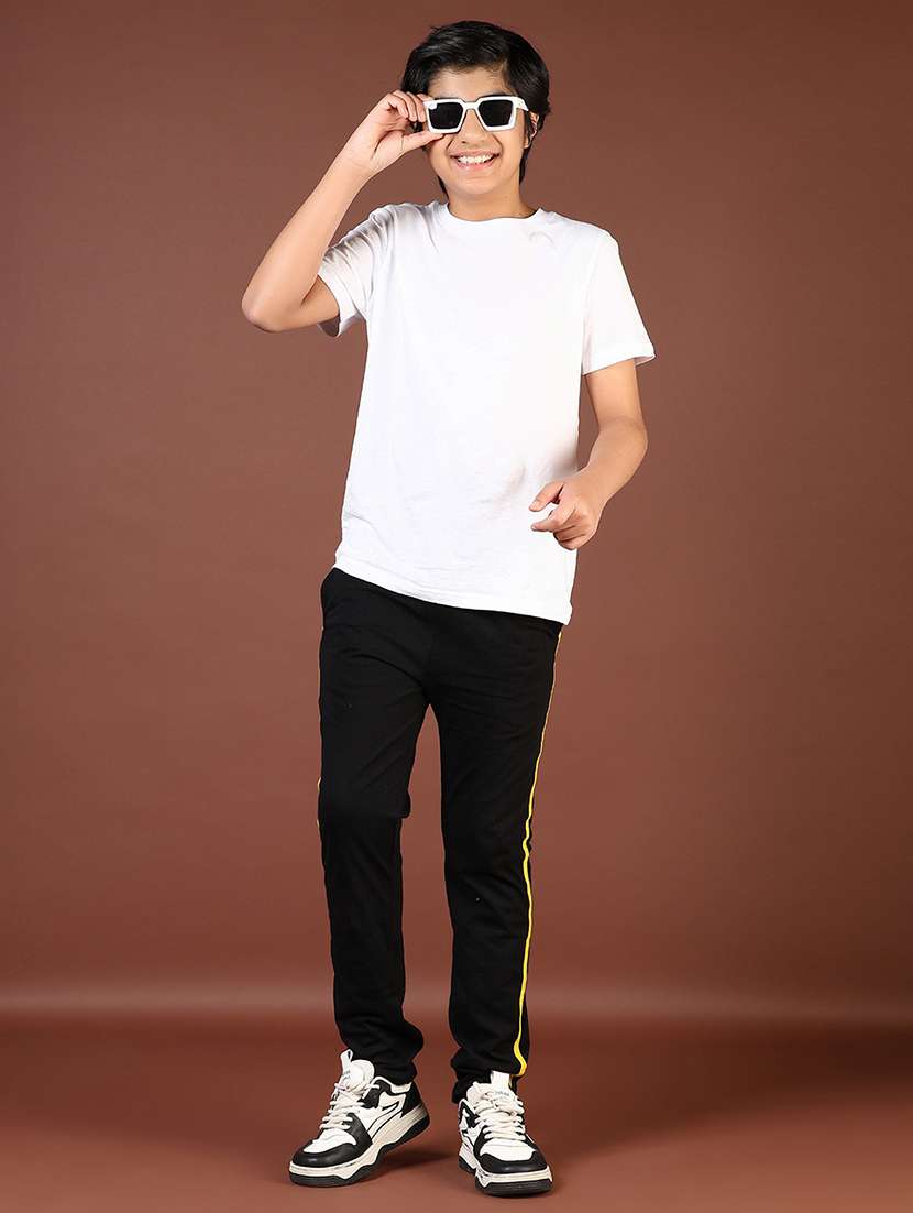 boys black tapered mid irise track pant - 21719951 -  Standard Image - 4