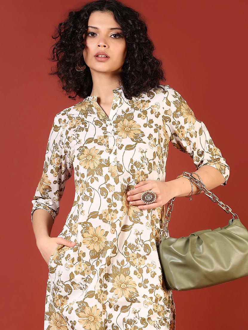 women three quarter sleeves straight kurta - 21719988 - Standard Image - 4