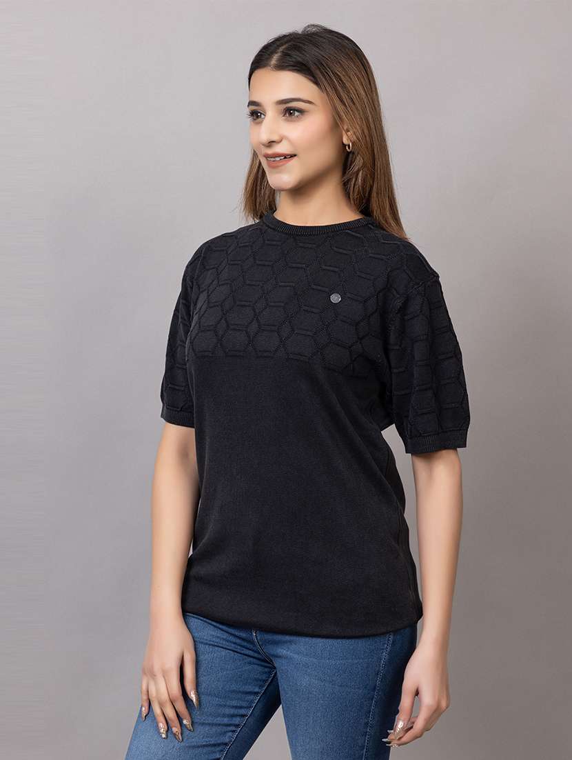 women self design short sleeve t-shirt - 21720079 - Standard Image - 1