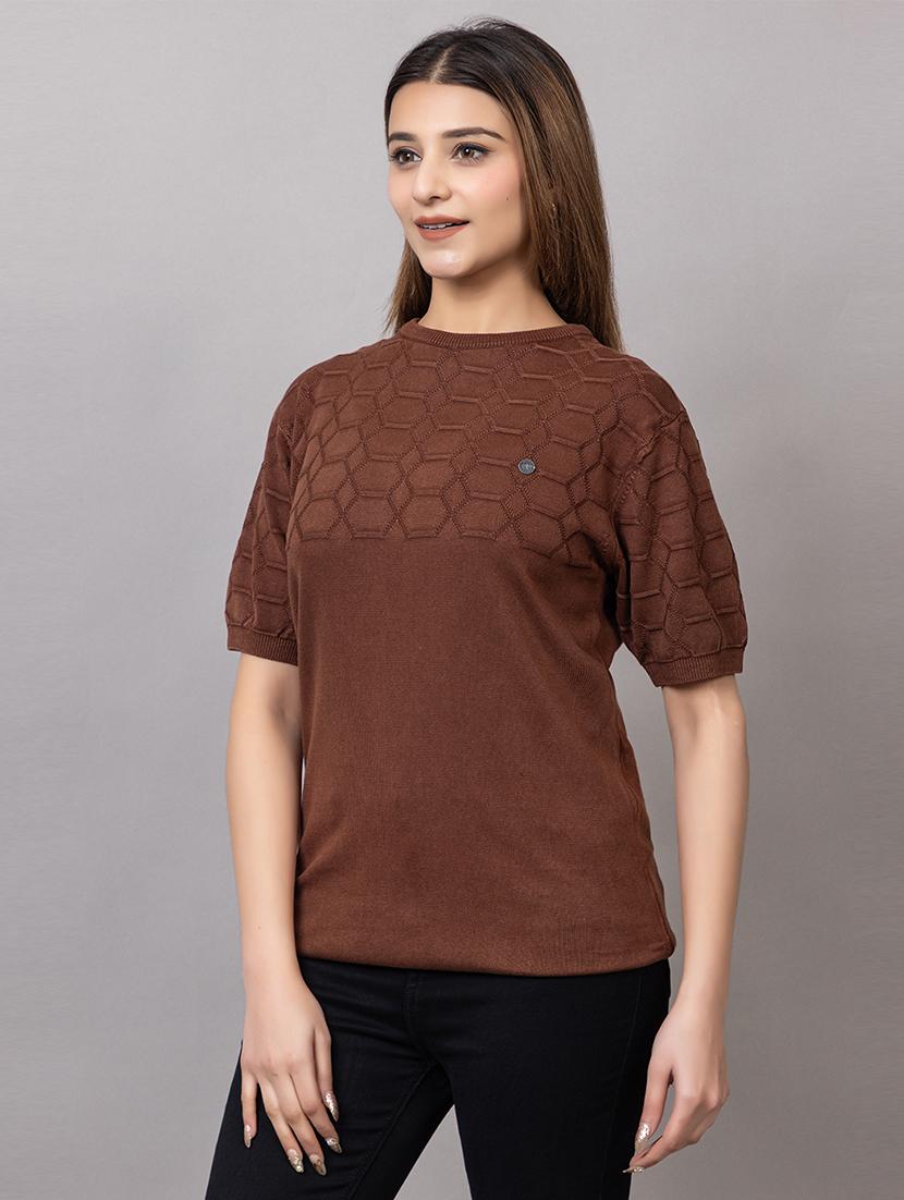 women self design short sleeve t-shirt - 21720082 -  Standard Image - 1