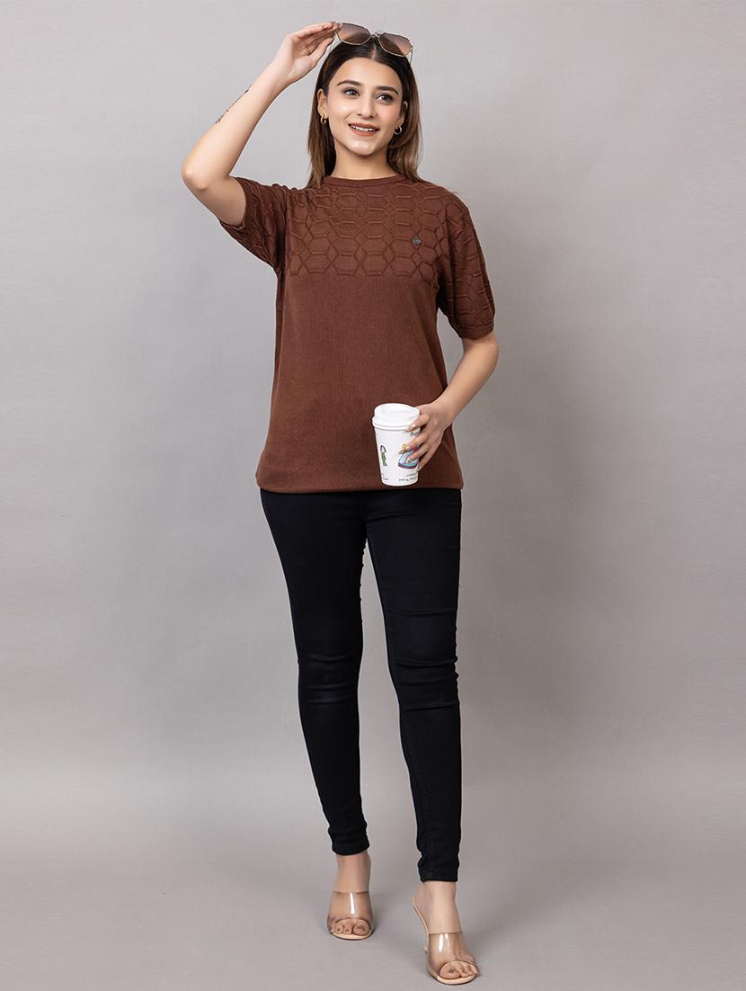 women self design short sleeve t-shirt - 21720082 - Standard Image - 4