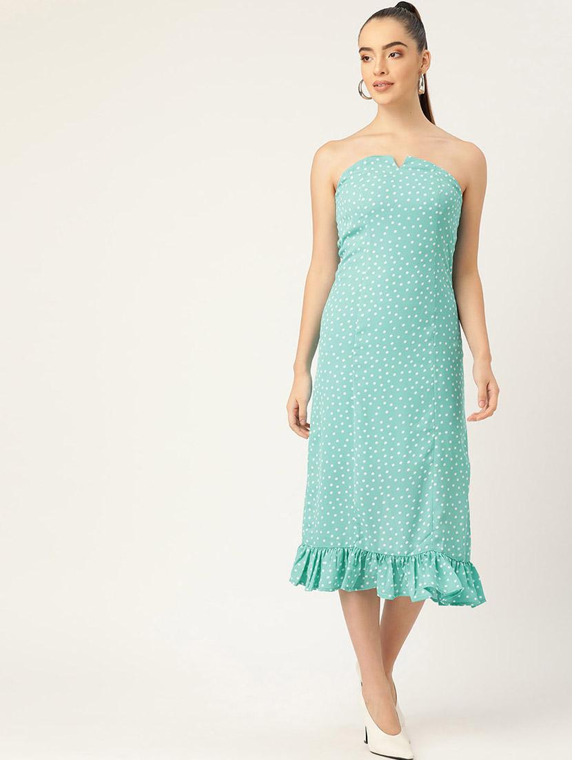 women polka doted calf length tube dress - 21720086 - Zoom Image - 0