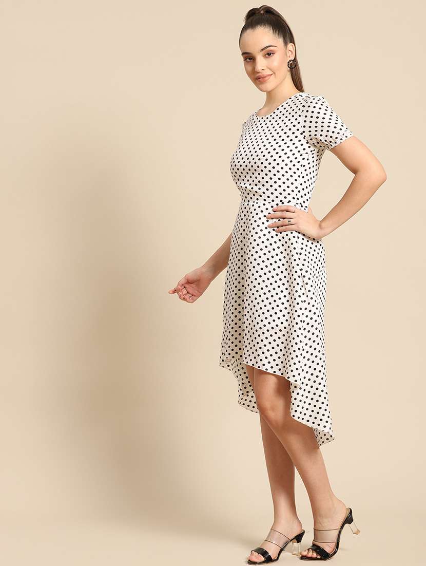 women polka doted high low dress - 21720107 -  Standard Image - 1