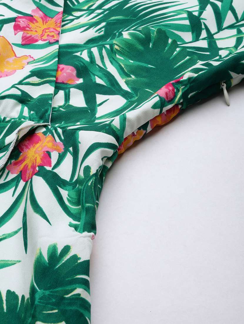 women printed flared sleeves wrap dress - 21720115 -  Standard Image - 4