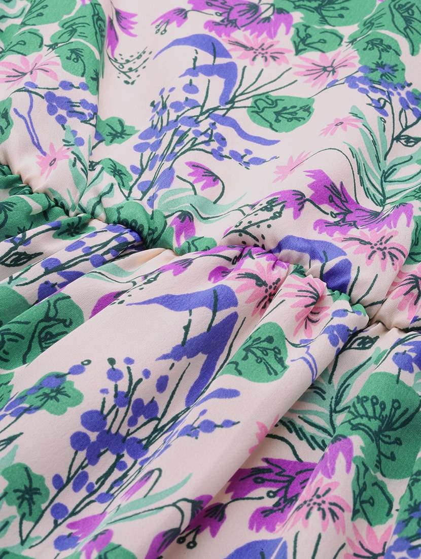 women printed puff sleeves tiered dress - 21720117 -  Standard Image - 4