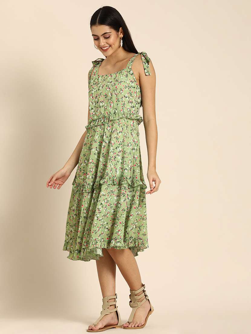 women floral print shoulder strap tiered dress - 21720118 -  Standard Image - 1